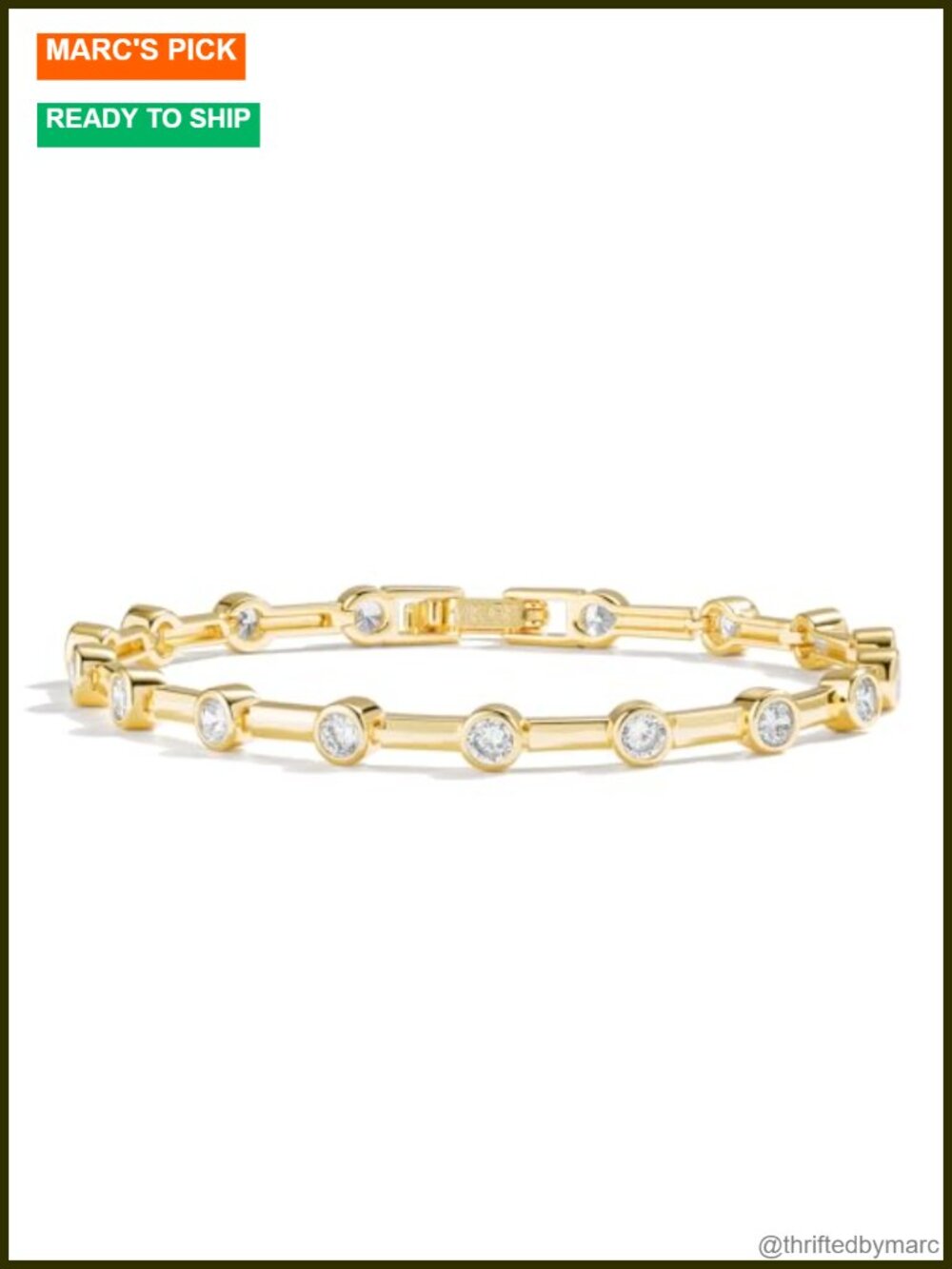 14K Gold Filled Tennis Bracelet Bezel CZ 6.5" Women's Jewelry